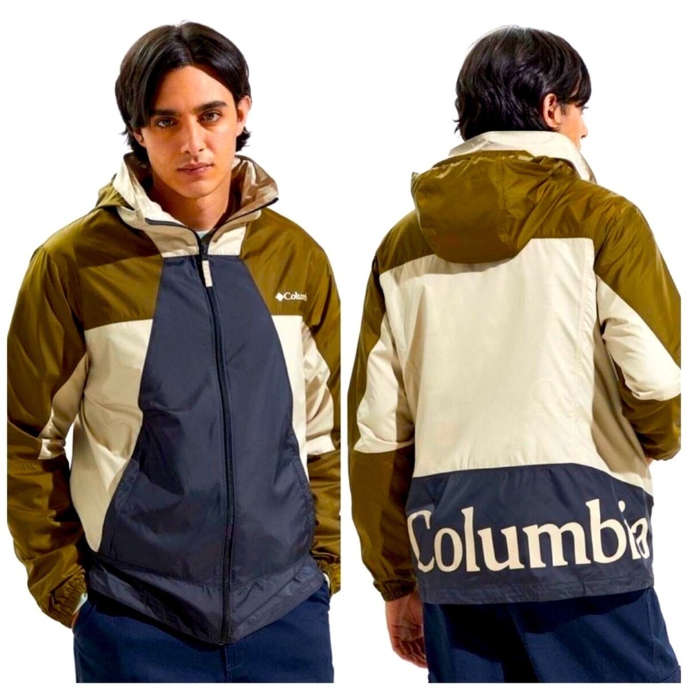 NEW Columbia Men's Point Park Windbreaker Packable Jacket with Stow Away Hood
